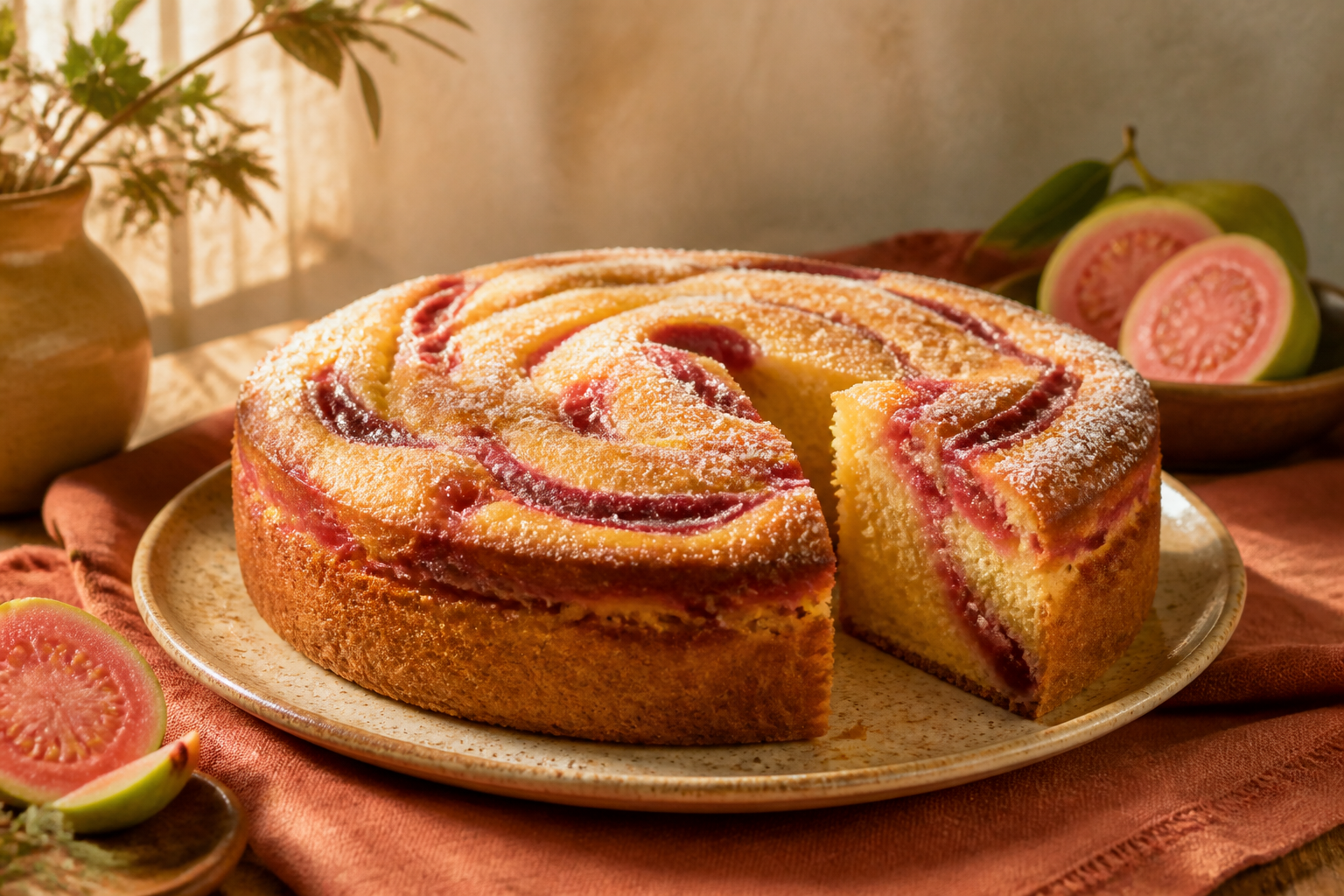 Bolo de fubá com goiabada